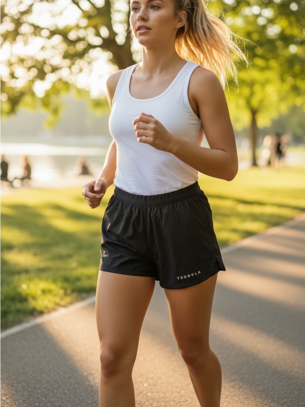 Women's Youngla Athletic Black Biking Running Shorts Size Large
